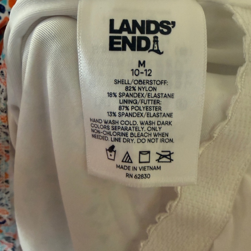 NWT Lands End Women's Size M Medallion Square Neck One Piece Swimsuit Coral Blue - Picture 5 of 6